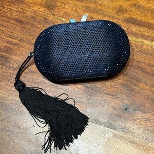 Nina Black Beaded Clutch with Tassel